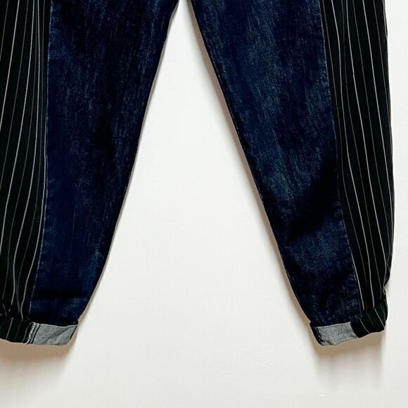 New Rare ETICA Lana Trouser Button Fly Cuffed Wide leg Jeans Stripe Detail Sz 30 - Picture 4 of 8